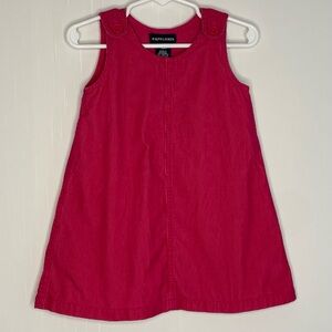Vintage Ralph Lauren Pink Corduroy Jumper Dress Embroidered Back Logo Pocket 18M